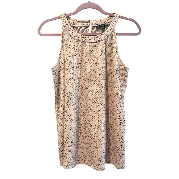 Adrianna Papell Sleeveless Printed Pleated Halter Top Pink Black Size Medium - Picture 1 of 8